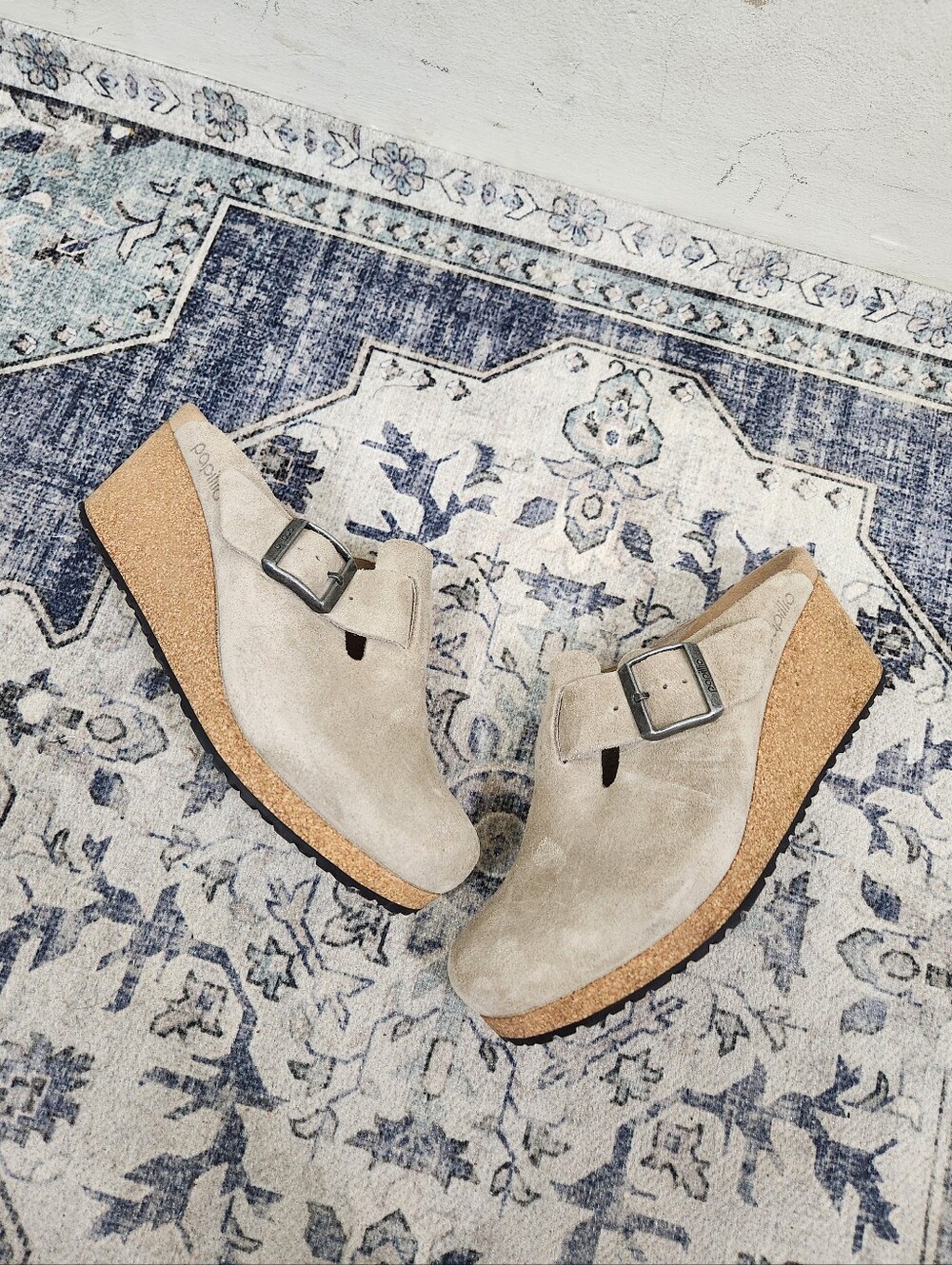 Birkenstock Papillio Fanny Wedge Clogs Suede - Picture 2 of 11